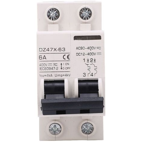 Disjoncteur Miniature AC DC 2P 6A 400V, montage sur Rail DIN pour système solaire photovoltaque DZ47X 63 (1/5)