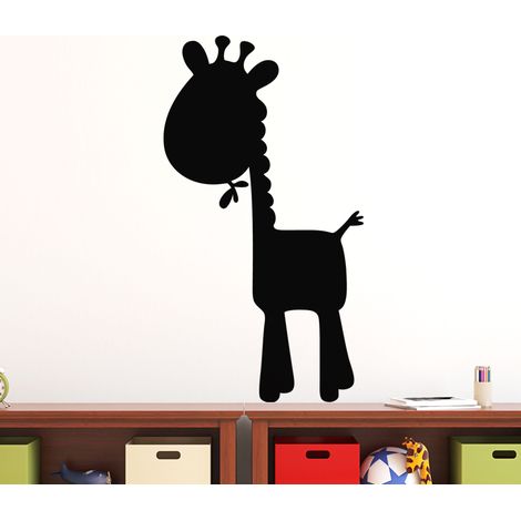 Sticker ardoise tableau noir - stickers muraux adhésif effaçable - CARICATURE GIRAFFE - 30x15cm (1/3)
