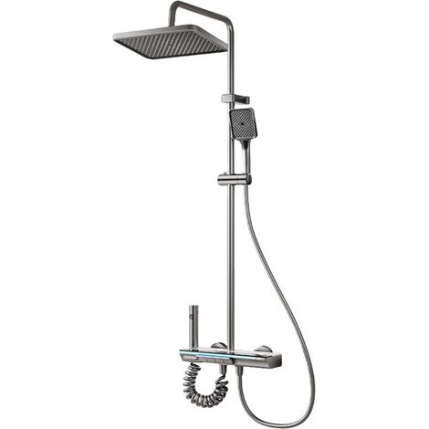 Grey Shower Column - Height Adjustable Shower Column with 4 Modes, Shower Head, Jet, Faucet, Shower Head
