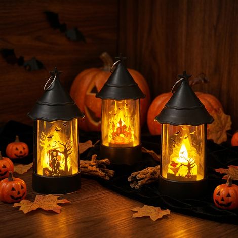 3er Set Halloween Deko Schloss Sensenmann und Vogelscheuche LED Kerzen für Außenbereich (1/5)