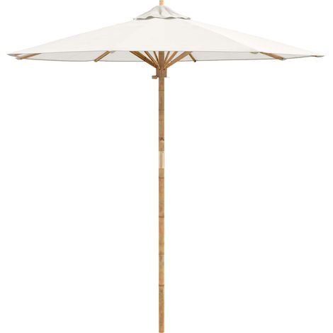 Parasol de jardin Blanc crème Ø 270 x 260 cm Bambou (1/5)