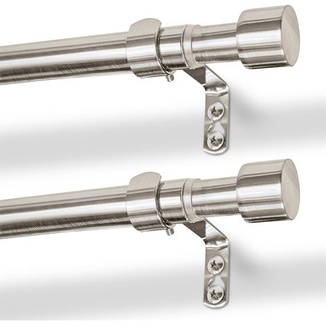 Tringles à rideaux télescopiques métal nickel brossé, 83-120 cm, lot de 2 (1/5)
