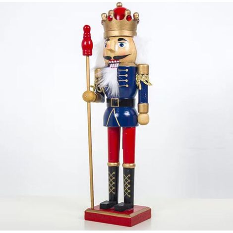 Casse-noisette soldat 60 cm coloré / bois décoration noël - Onwind - cadeau jouet poupée vintage artisanat/ histoire allemande/ mu (1/4)