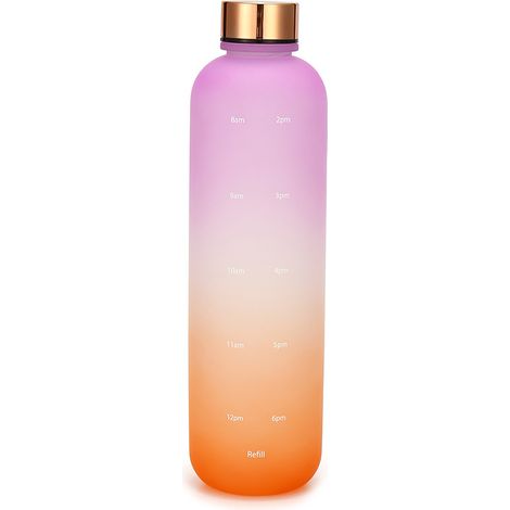 Gourde portable bouteille sport voyage étudiant mode dégradé givré bouchon cuivre gobelet plastique espace extérieur (1/4)