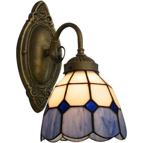QORVA Applique murale en verre bleu 26cm rétro E26/E27 couloir bureau chambre (1/3)