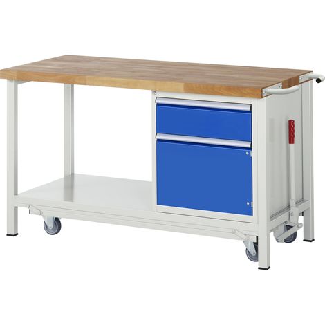 Rau Werkbank mit absenkbarem Fahrgestell Modell 8152 B 1500 x T 700 x H 880mm (1/4)
