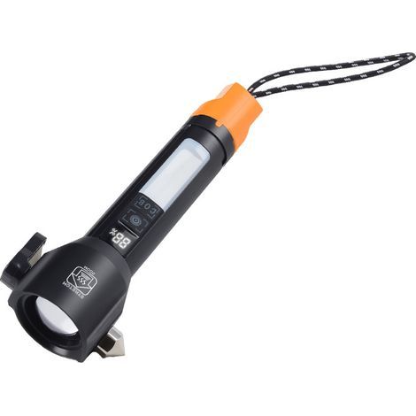 Tactical Flashlight Rechargeable, Zoomable LED Flashlight with COB Side Light, Red/Blue Strobe, Type-C Fast Charging, Glass Breaker and Seatbelt Cutter for Car Emergency (1/4)