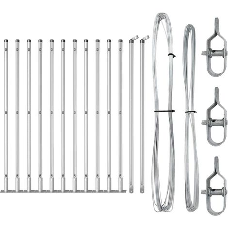 Poteau de clôture. 13 pcs Argenté Acier (1/5)