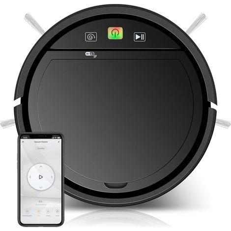 Aspiradora inteligente Tuya 3 en 1 para el hogar con control remoto por aplicación, potencia de succión de 2500 PA, batería de 2500 mAh, cable USB con adaptador europeo (1/5)
