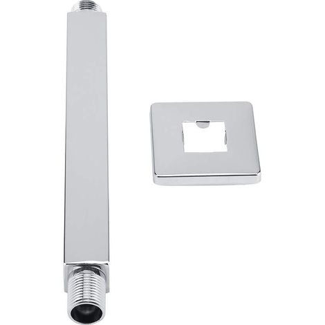 Braccio doccia fisso a parete di forma quadrata – acciaio inox – dritto – estensibile – 30,5 cm – accessorio per soffione doccia a soffitto