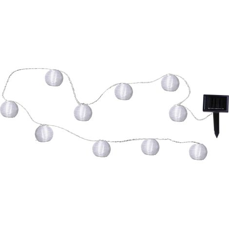 Solar Lampion-Lichterkette ,Festival', Dämmerungssensor, 10 LEDs, weiß, 270cm (1/5)