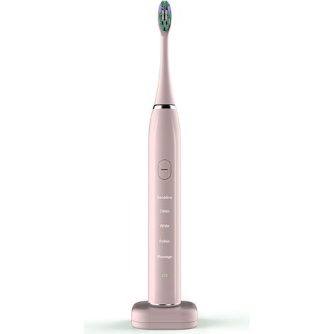 Brosse à dents électrique sonique pour adultes avec 3 têtes de brosse, 5 modes, minuteur intelligent et batterie rechargeable sans fil. (1/5)