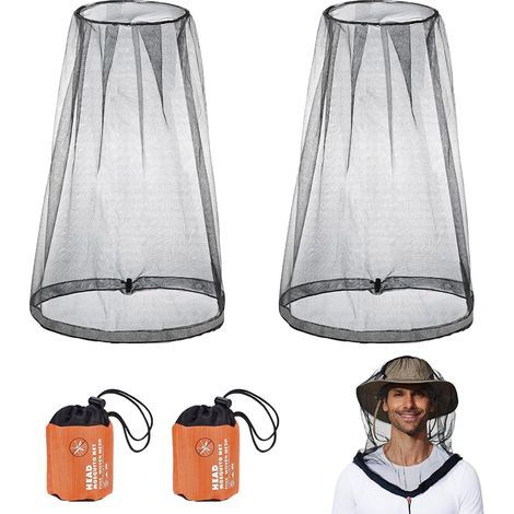 2 Pièces Filet de Tête de Moustique Net, Anti Tête de Moustique Net avec Sac de Tanspot Moustiquaie Mosquito Head Visage pou Apiculteu andonnée Camping Escalade (1/5)