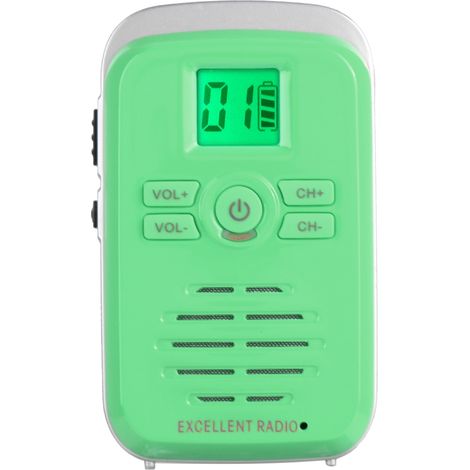 Q3 Funk-FM-Walkie-Talkie, ABS-Mini, 110–240 V, 400–470 MHz, wasserdicht, ultradünn, Zwei-Wege-Funkgerät, grün, EU-Stecker (1/5)