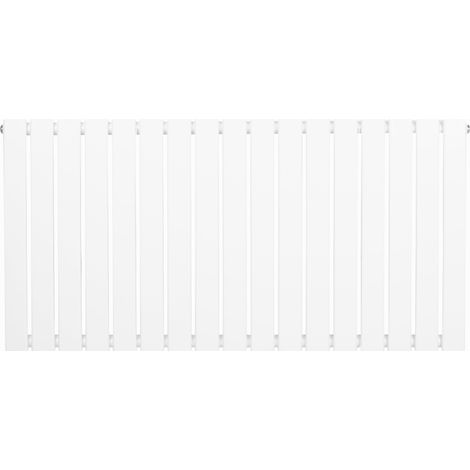 Radiateur Plat à 1 Colonne 600 x 1190 mm en Acier Carbone Blanc Chauffage Centrale Moderne Horizontale Monté Sur Mur Cuisine Salle de Bain [Brosse de Nettoyage & Supports INCLUSES]