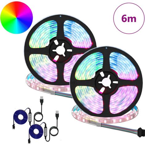 Bande LED 2 pcs Noir et Transparent 3000 mm Cuivre et plastique