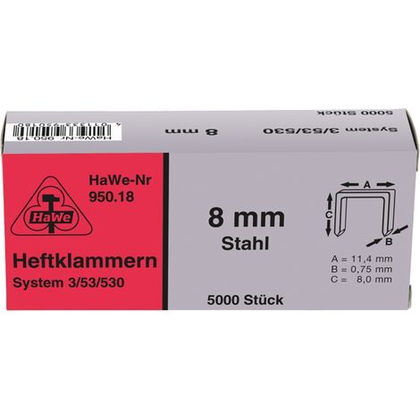 Klammern Typ 53 Stahl 8 mm (1000 Stück)Klammern