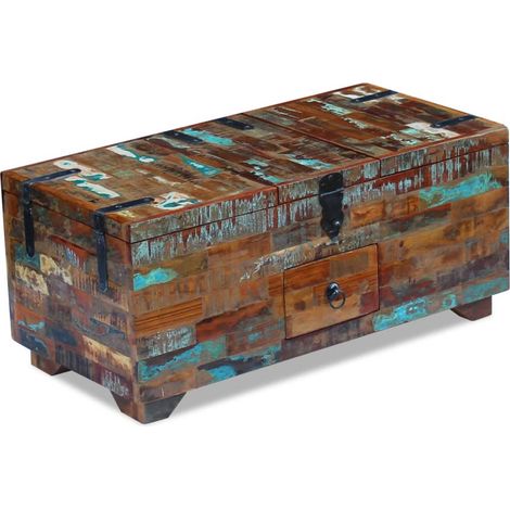 INLIFE Coffre table basse Bois de récupération massif 80 x 40 x 35 cm (1/5)