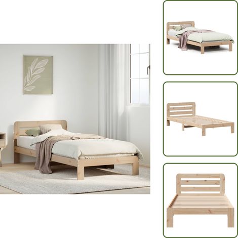 Massivholzbett ohne Matratze 90x200 Kiefernholz - Bettgestell - Bettgestelle - Bettrahmen - Schlafzimmermöbel (1/5)