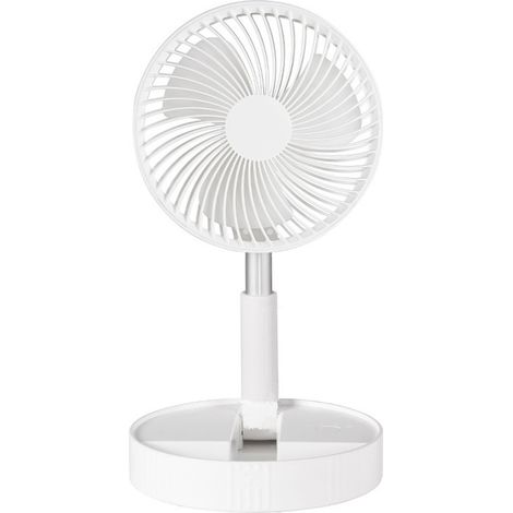Ventilateur portable télescopique USB rechargeable – Mini ventilateur pliable 4 vitesses avec hauteur réglable jusqu’à 1 m, ventilateur de bureau et extérieur avec télécommande 1 pièce, Blanc (1/4)