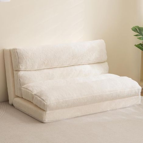 Lit pouf, canapé-lit pliable, matelas de sol extra épais pliable 6 fois, canapé de sol pour chambre, salon, (beige, 75 x 240 cm) (1/5)