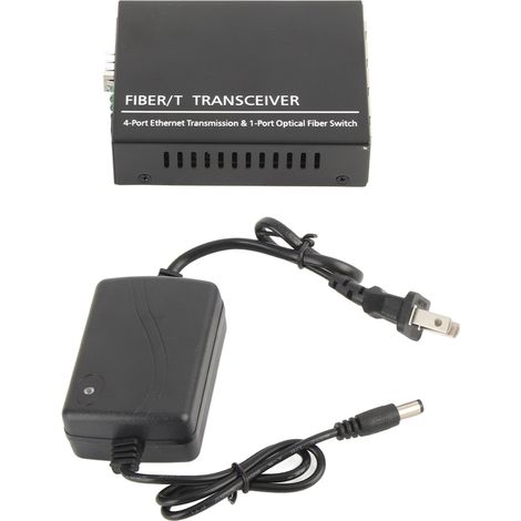 Convertisseur Fibre Optique SFP 1 Port Optique 4 Ports RJ45 Ethernet jusqu'à 120km Commutateur Fibre 100-240V Prise US (1/5)
