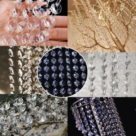 Rideau Perle 10 Pièces 1M Acrylique Cristal Clair Fils Rideau en Perle Chaîne de Perles de Verre Cristal Perles de Cristal en Verre (1/4)