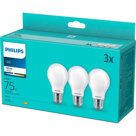 Bombilla led de filamento mate, e27, 8,5 w (equiv. 75 w), 1055 lm, 3000 k, luz cálida, pack 3 uds