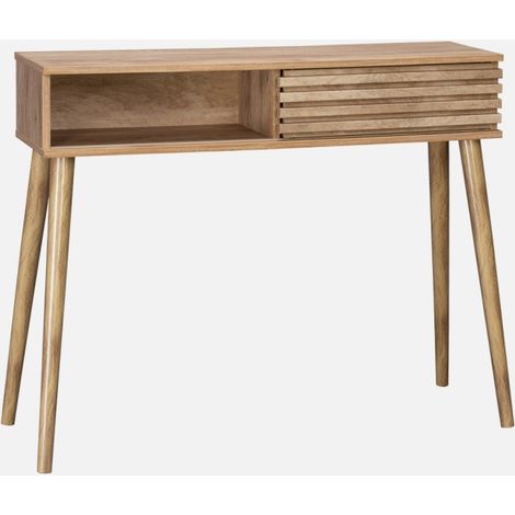 Consola escandinava efecto madera y puerta corredera, 100cm (1/5)