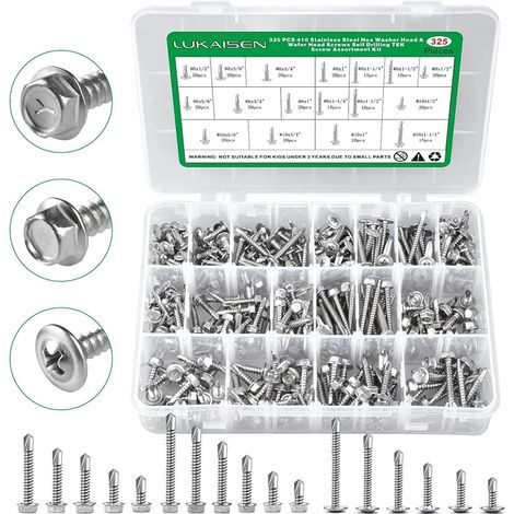 Vis Autoforeuse 325 Pcs Inox 410 M4.2 M4.8 Hexagonale et Plate (1/5)