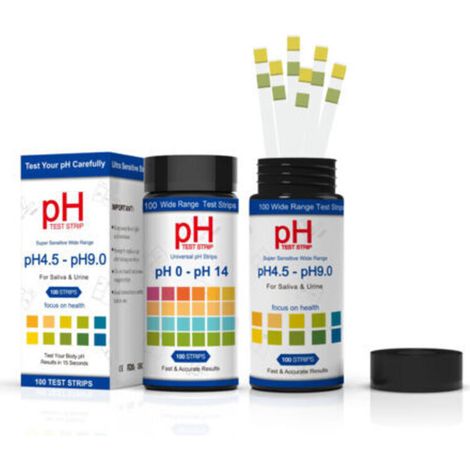 Packung mit 100 universellen pH-Teststreifen, vollständiger Messbereich von 0 bis 14, schnelle pH-Tests für Urin, Speichel, Trinkwasser, Labore, Aquarien, Fitnessstudios, Schwimmbäder (1/5)