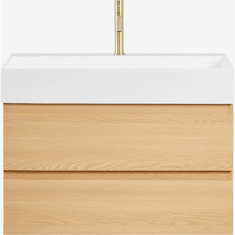 Conjunto de mueble de baño en madera y chapa de fresno con lavabo integrado Ona SKLUM              (1/5)