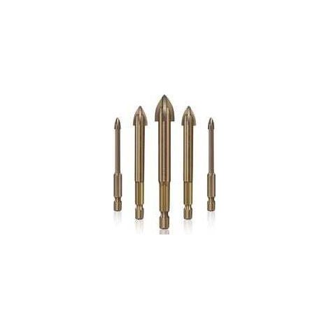 Set of 5 drill bits for tiles, glass and ceramics, a universal and efficient drilling tool (1/4)