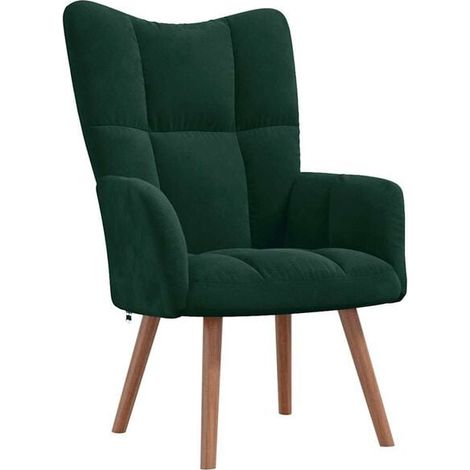 Fauteuil lounge en velours vert foncé (1/5)