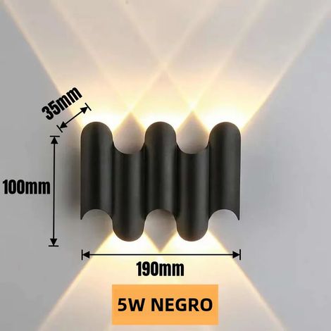 Applique murale LED étanche (blanc froid 5 W, noir) avec éclairage vers le haut et vers le bas (1/2)