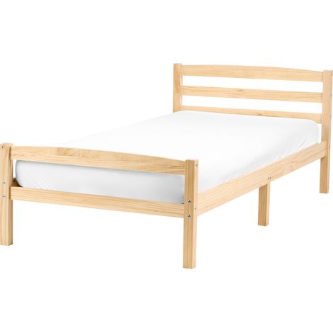 Cama con somier estilo minimalista de madera de pino 90 x 200 cm marrón claro Echallon (1/5)