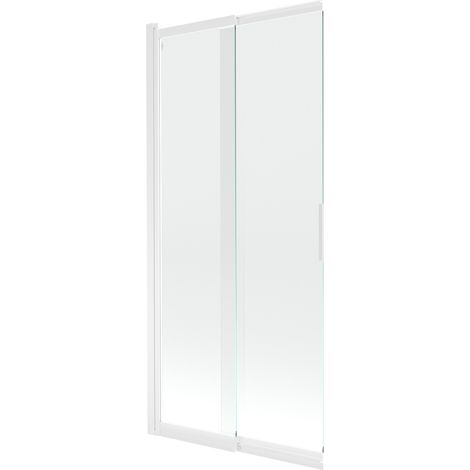 Mexen Fox paravent de baignoire coulissant à 2 volets 85 x 150 cm, transparent, blanc - 891-085-002-20-00 (1/2)