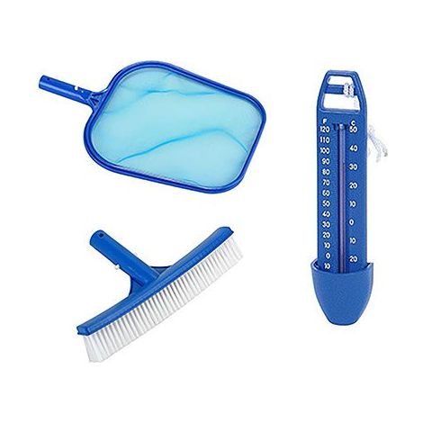 SPIDO - Kit Essentiel Entretien Piscine - Épuisette de surface, Brosse paroi 26 cm, Thermomètre (1/2)