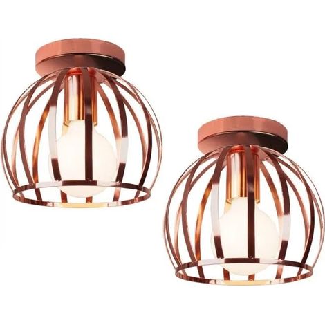 U-Do 2Pcs Plafonnier Luminaire Vintage Lampe Créatif Plafonde en Fer Or Rose décoration Chambre Bureau (1/4)
