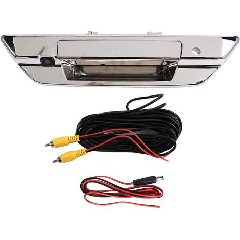 Manija de portón trasero con cámara de visión trasera tipo ojo de cerradura para camioneta Toyota Hilux Revo 2015-2021, color plata. (1/5)