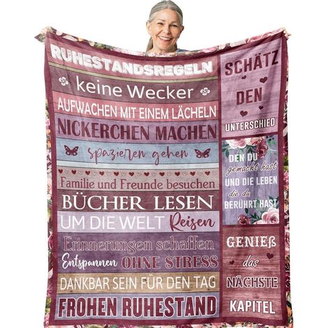 Yesbird Ruhestand Geschenk Decke 100 % Polyester 150x130CM Blau (1/5)