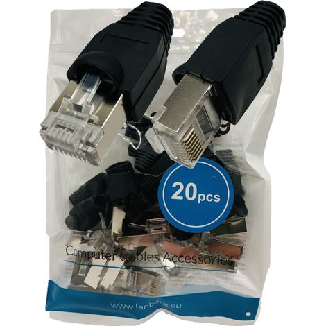 Connecteur RJ45 blindé, traversant, catégorie 6, FTP, AWG 24-26, lot de 20 (1/5)