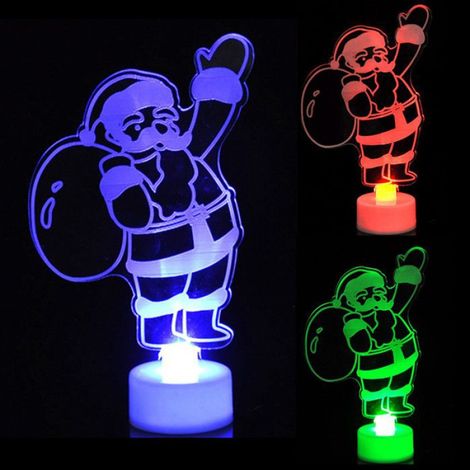 Mini veilleuses LED colorées, lumières clignotantes, lampe bonhomme de neige, ornement de Noël, le père Noël (1/2)