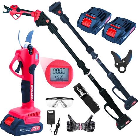 Cisailles à branches, moteur sans balais, puissance de 300W, tension de 21V, capacité de coupe de 15-25mm, tête de coupe réglable à 180° (1/5)