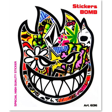 Adesivi Stickers Bomb 10 x 12 cm - Modello: FACCIA FIRE