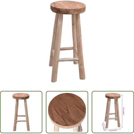 Bois teck - Chaise de bar Bois de teck solide (1/5)
