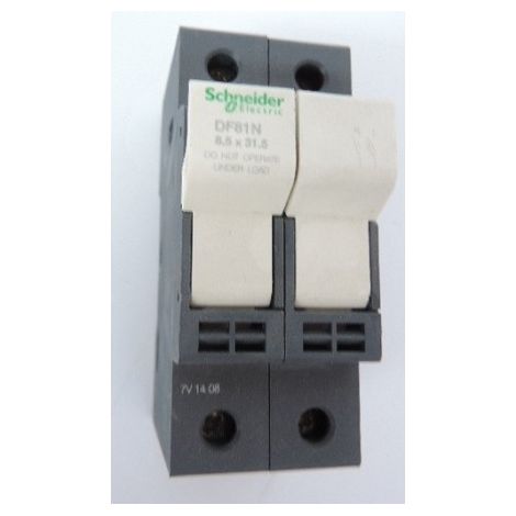 Porte-fusible 1P+N 25A pour cartouche 8.5x31.5mm (non incl) coupe-circuit sur rail TeSys SCHNEIDER ELECTRIC DF81N