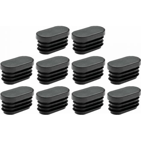 10x Embout de tube rentrant ovale à ailettes antidérapant en PELD Bouchon Capuchon Pied Meuble Table Chaise Protection Extrémité Cannelé, 40 x 20mm noir (1/3)