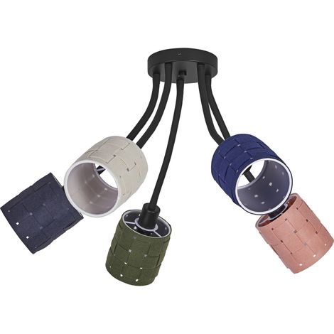 OSRAM Plafonnier Decor Felt Weaving Cans en feutre et métal, 5xE14, long. 630 mm, éclairage chaleureux grâce à l’abat-jour tissé, durable (source lumineuse remplaçable), montage facile (1/5)