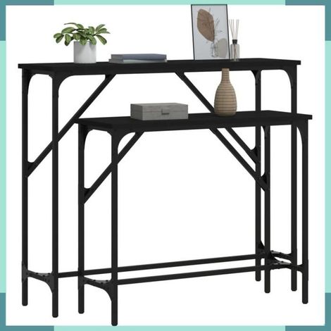 834140 Tables console 2 pcs noir bois d'ingénierie (1/5)